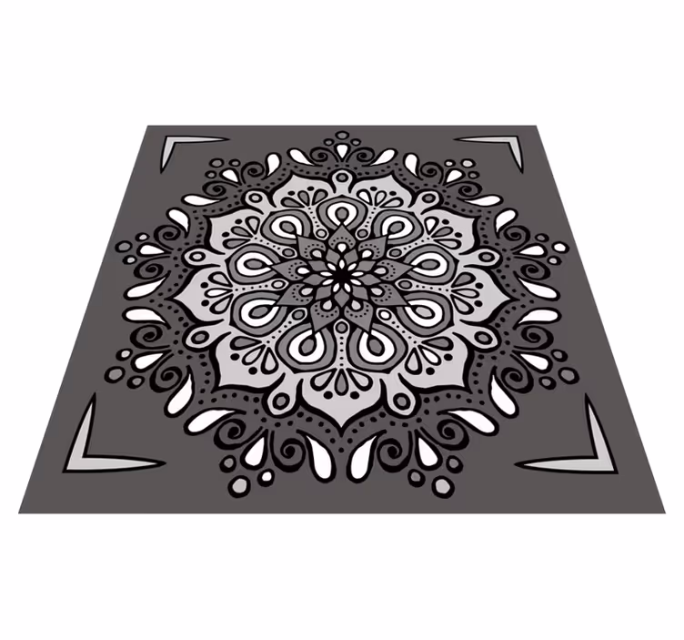 Tapis vinyle mandala motif élégant sur gris - TenStickers