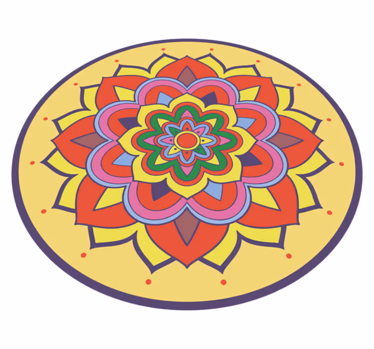Tapis vinyle mandala grande fleur colorée - TenStickers