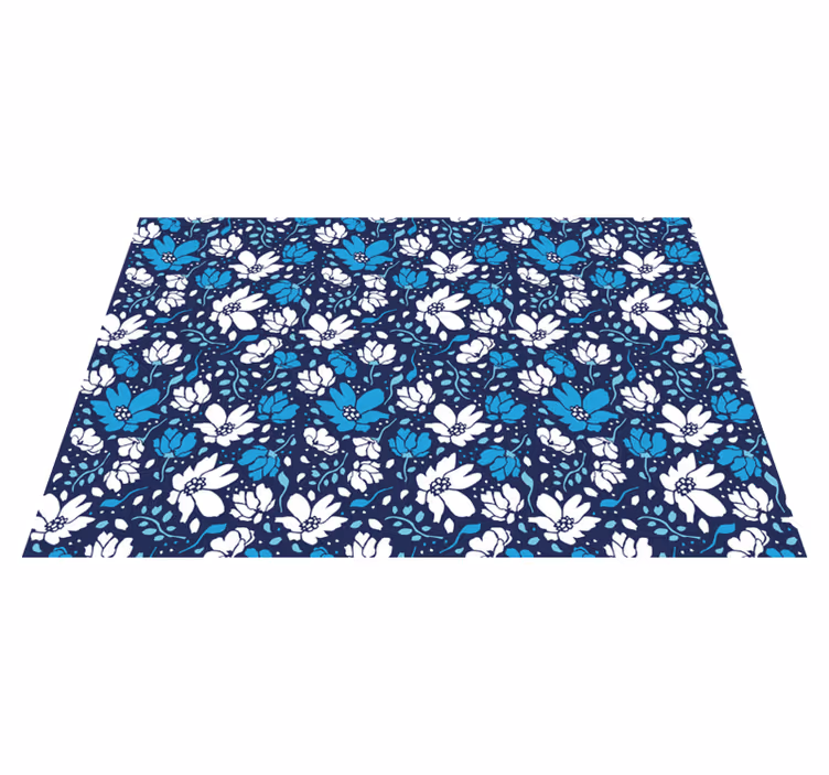 Tapis vinyle plantes motif floral marine - TenStickers