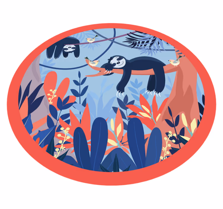 Tapis vinyle motif animal scène de jungle paresseuse - TenStickers
