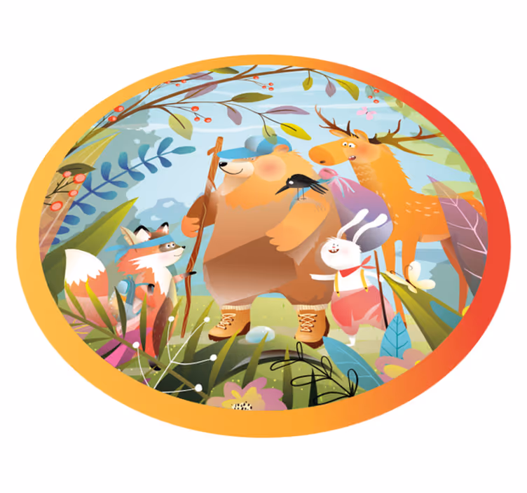 Tapis vinyle pour enfants rassemblement des amis de la forêt - TenStickers