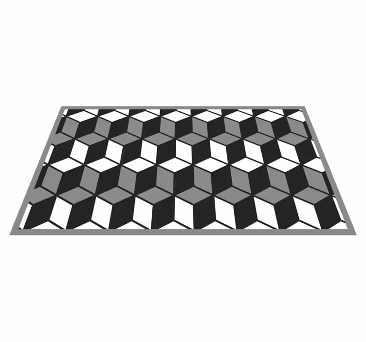 Tapis vinyle geometrique Formes géométriques noires, blanches et  - TenStickers