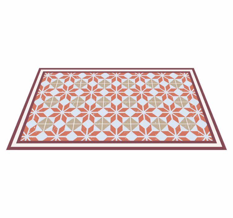 Tapis vinyle carreaux Géométrie blanc et rouge - TenStickers