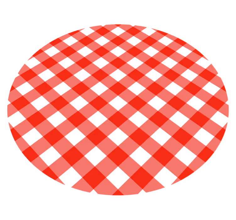 Tapis vinyle rond motif à carreaux rouges - TenStickers