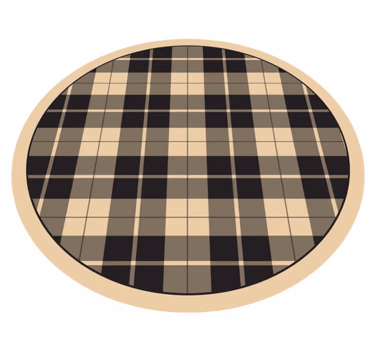 Tapis vinyle rond vinylee à carreaux noir et beige - TenStickers