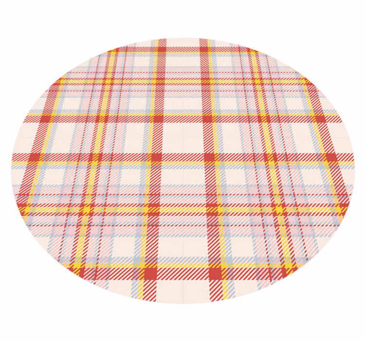 Tapis vinyle rond Carrés à motifs tartan écossais - TenStickers