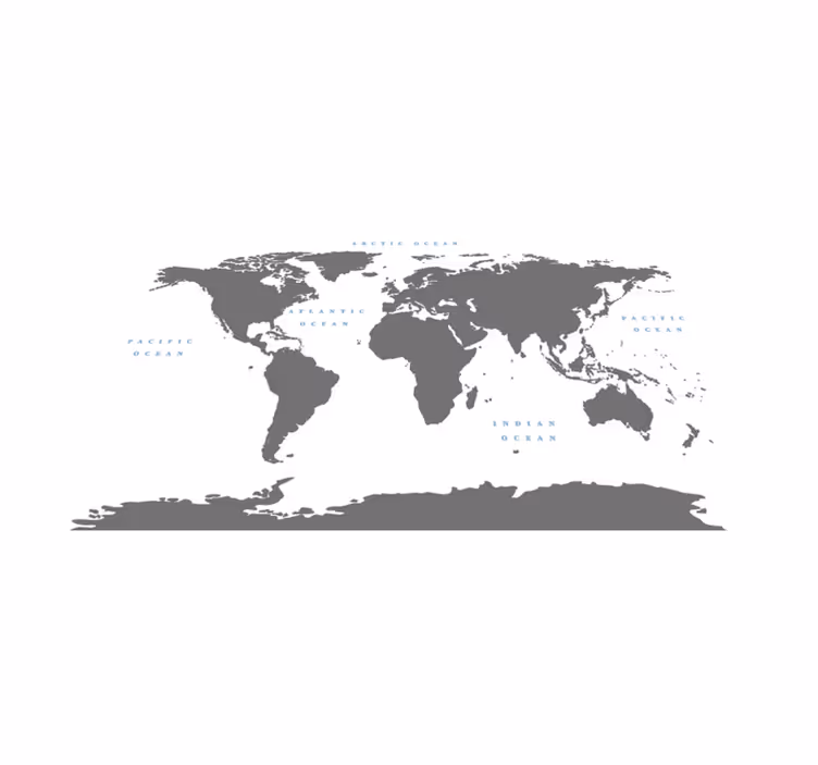 Tapis vinyle carte du monde Continents gris sur fond blanc - TenStickers