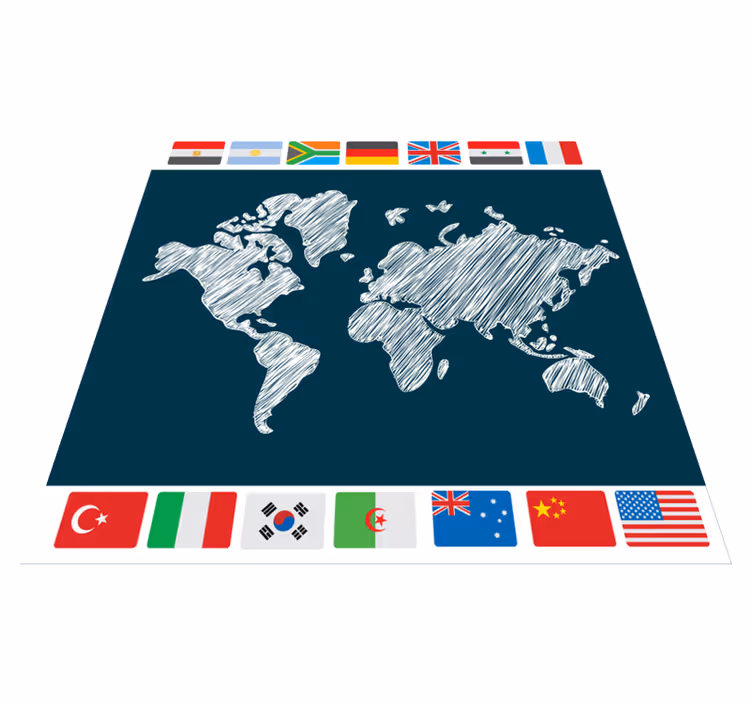 Tapis vinyle carte du monde œuvre d'art mondiale - TenStickers