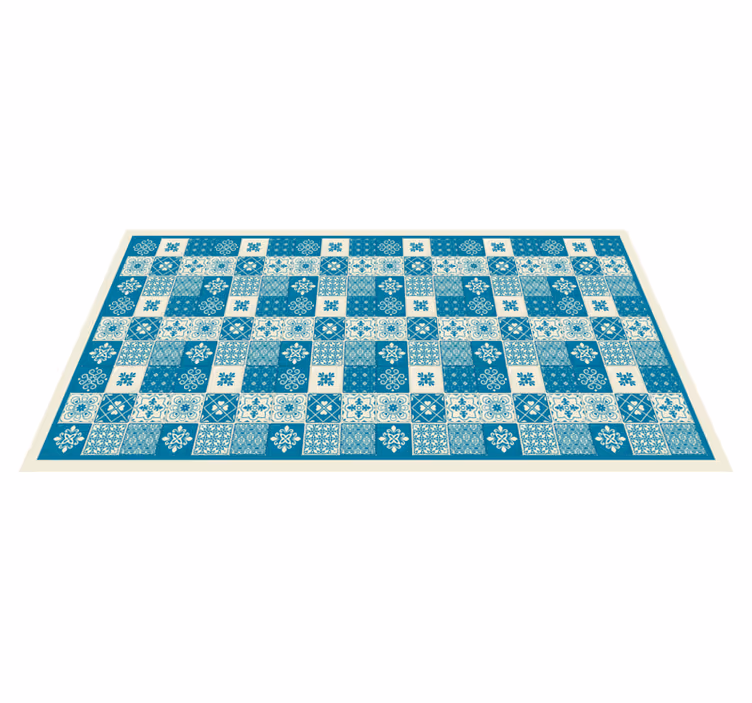 Tapis vinyle carreaux de ciment mosaïque bleue à motifs - TenStickers