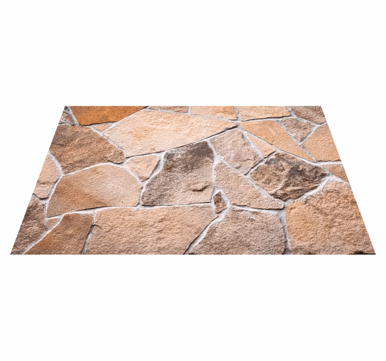 Tapis vinyle motif Briques de pierre irrégulières brun clair - TenStickers