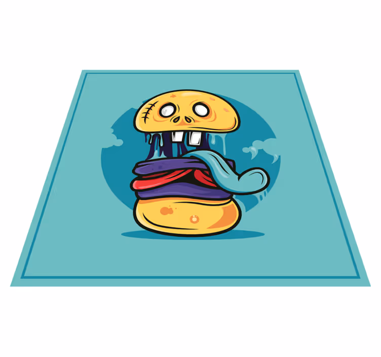 Tapis vinyle moderne Caricature de hamburger zombie - TenStickers