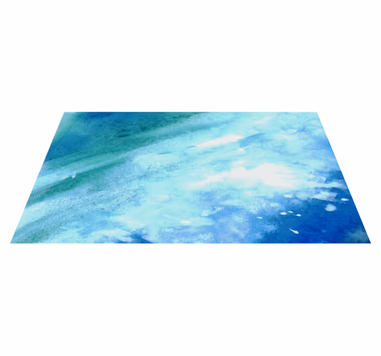 Tapis vinyle motif Aquarelle bleu foncé et bleu clair - TenStickers