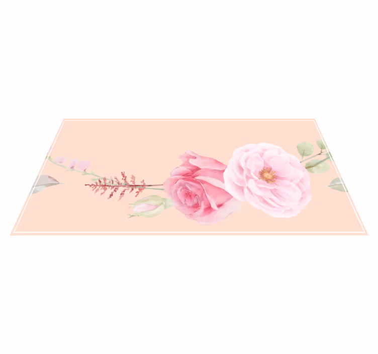 Tapis vinyle plantes fleurs rose blush - TenStickers