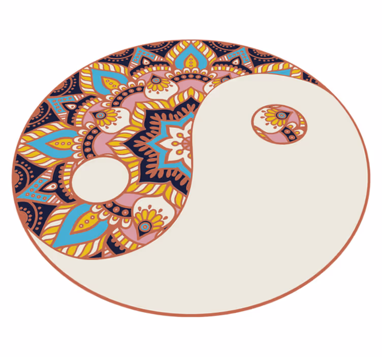 Tapis vinyle mandala Ying et yang colorés avec vinylee mandala - TenStickers
