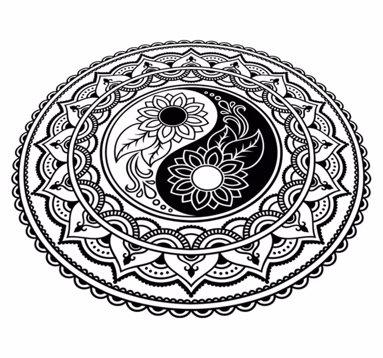 Tapis vinyle mandala tournesols yin yang - TenStickers