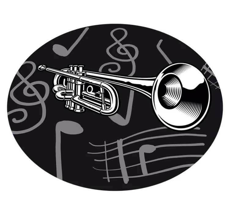 Tapis vinyle chambre Trompette en noir et blanc - TenStickers