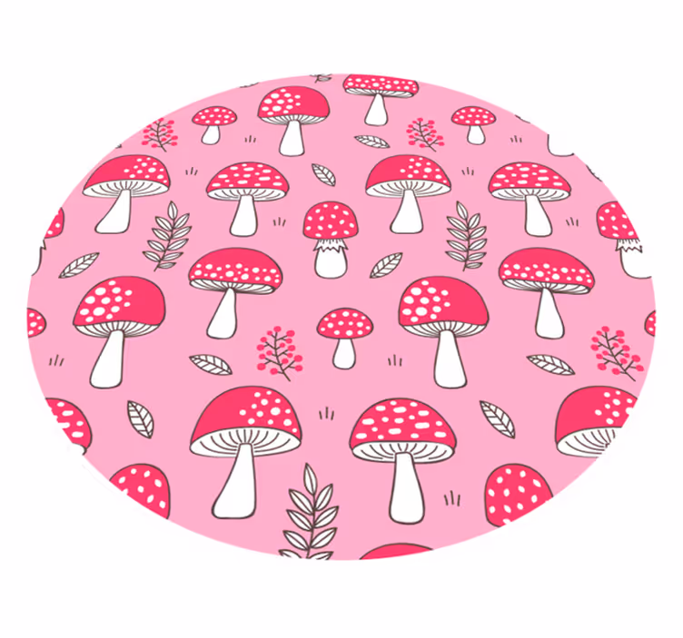 Tapis vinyle salon vinylee cercle et champignon - TenStickers