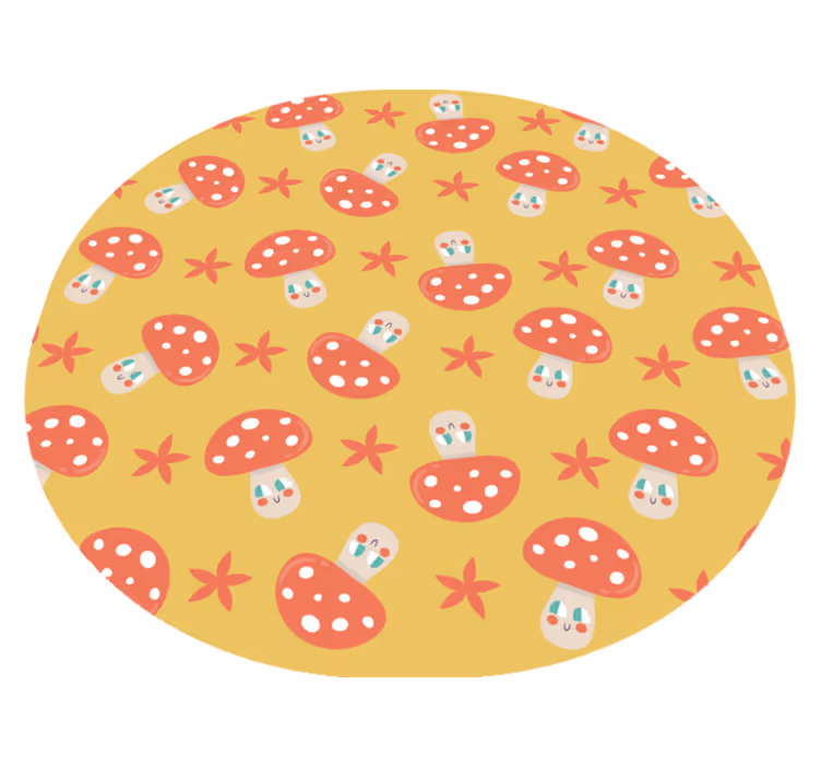 Tapis vinyle rond plaisir des champignons - TenStickers
