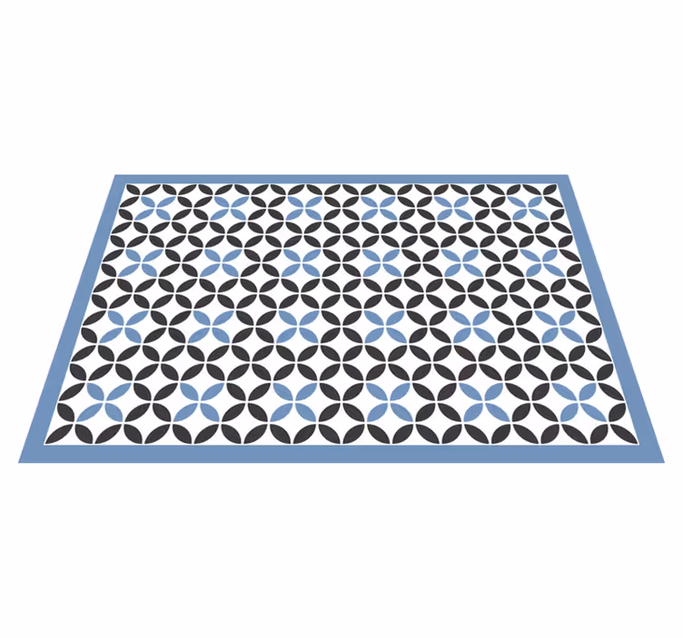Tapis vinyle géométrique motif circulaire bleu superposé - TenStickers