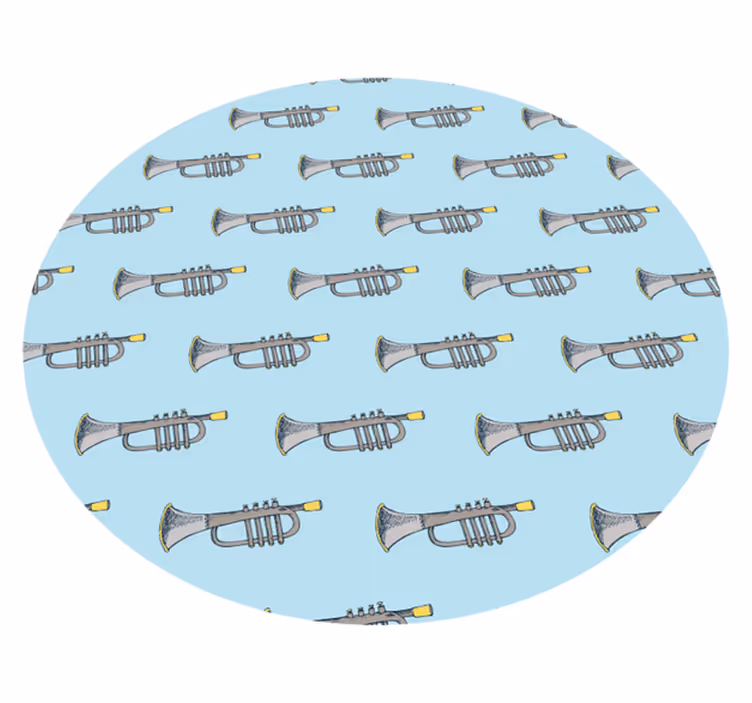 Tapis vinyle rond Fond avec trompette d'instrument de musique - TenStickers