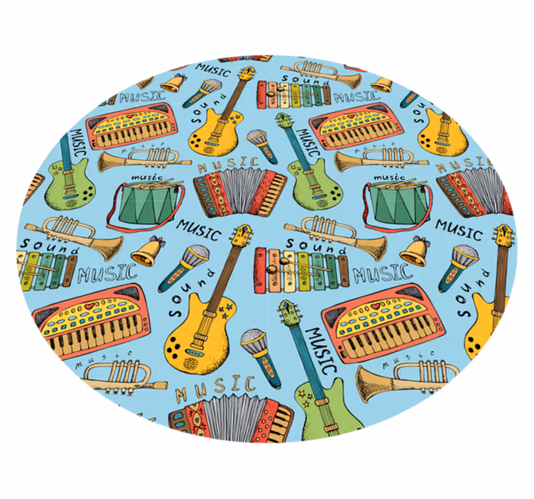 Tapis vinyle rond Modèle d'instrument de musique peint - TenStickers