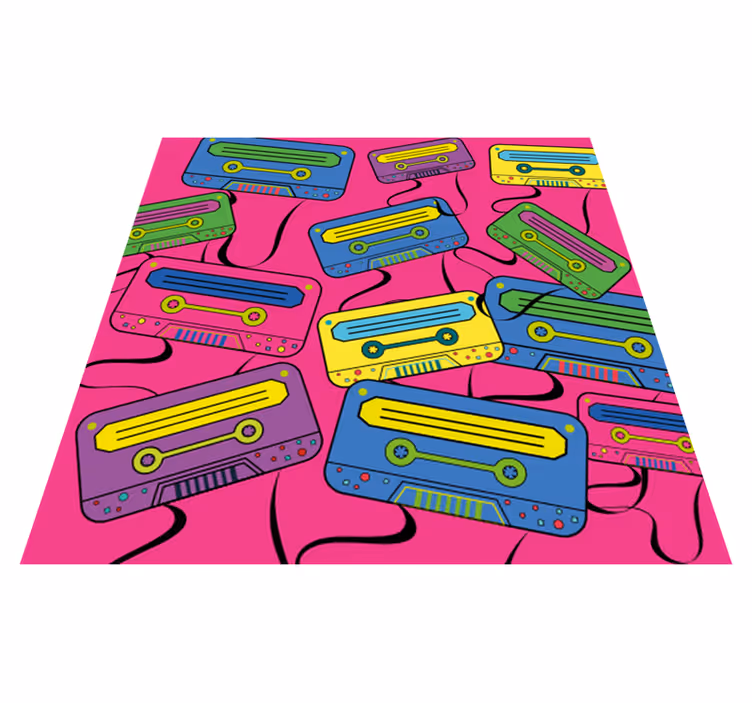 Tapis vinyle moderne Boombox coloré rétro des années 80 - TenStickers