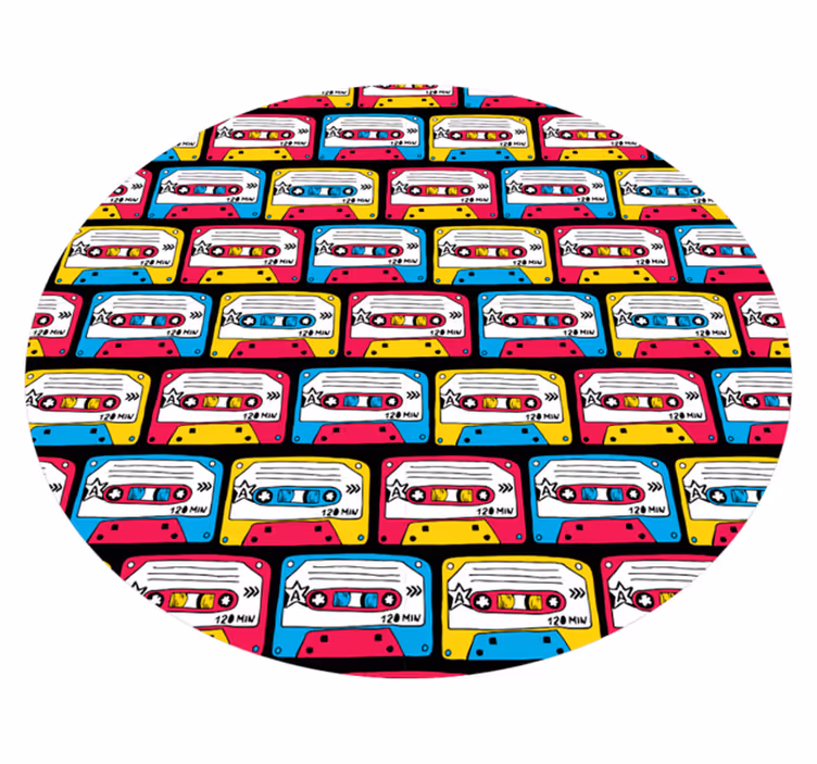 Tapis vinyle vintage cassettes colorées vivantes - TenStickers