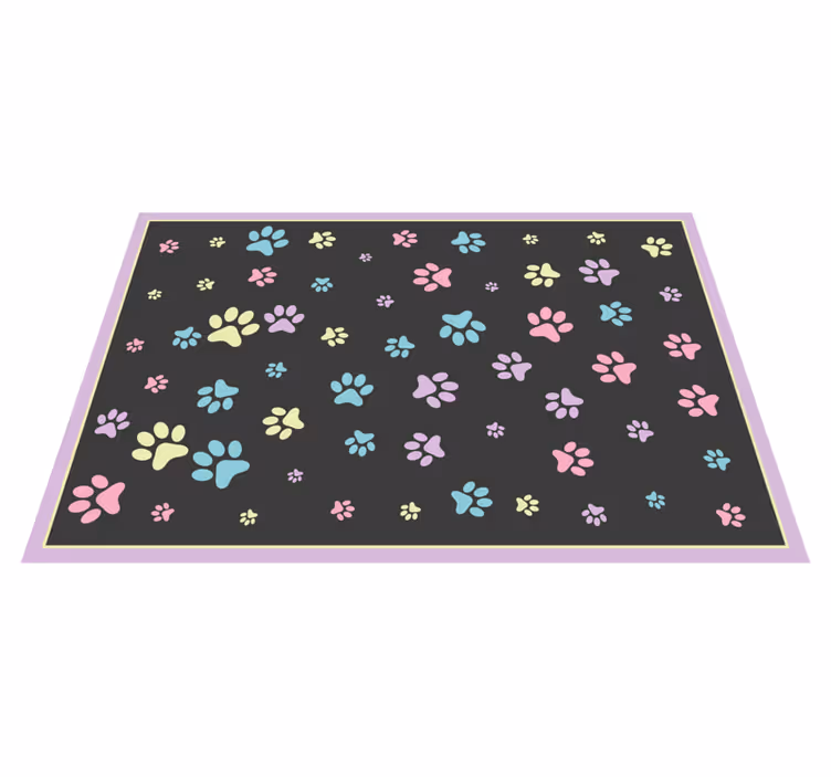 Tapis vinyle motif animal empreintes de pattes colorées - TenStickers