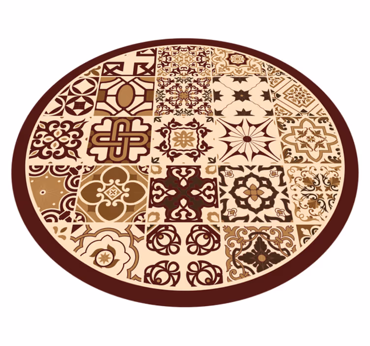 Tapis vinyle carreaux marrons de style espagnol - TenStickers