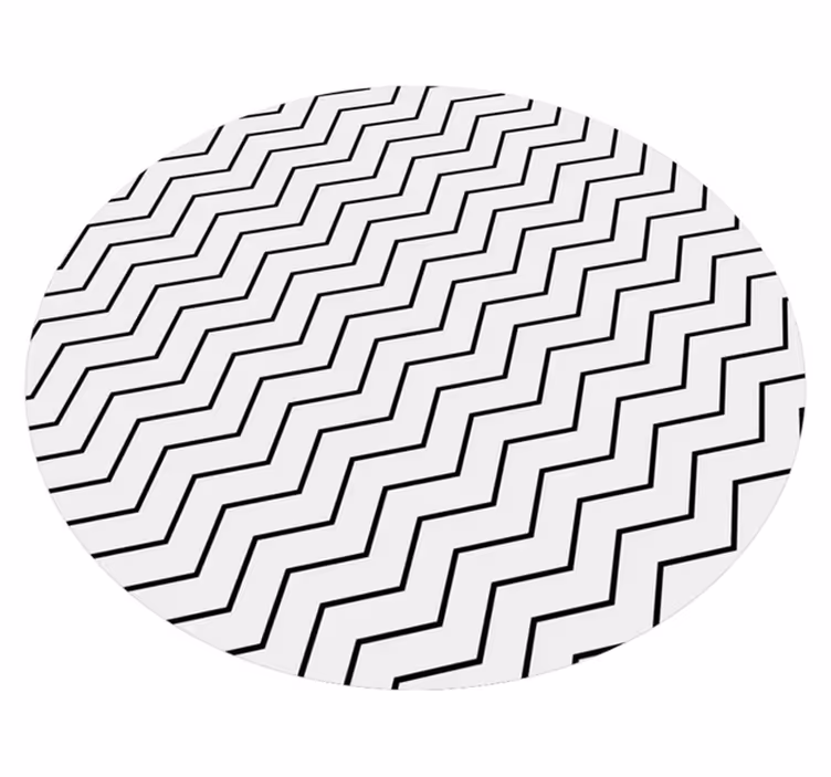 Tapis vinyle rond Mince zig zag noir sur fond beige - TenStickers