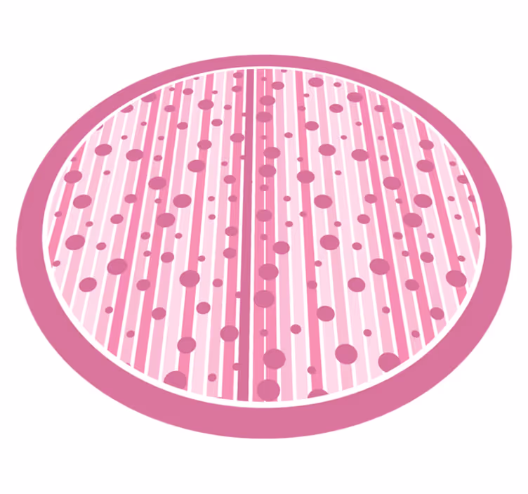 Tapis vinyle bébé pois rayés roses - TenStickers