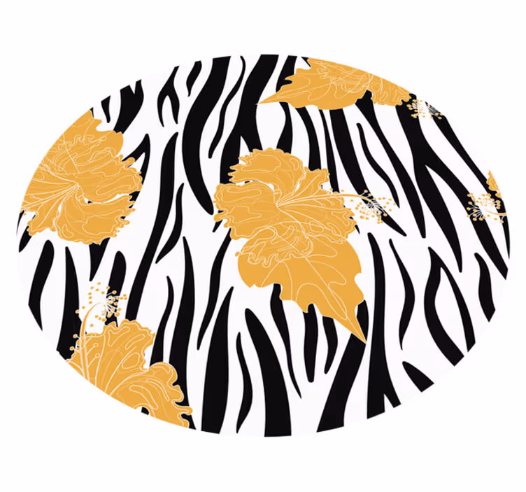 Tapis vinyle motif animal Élément floral zébré - TenStickers