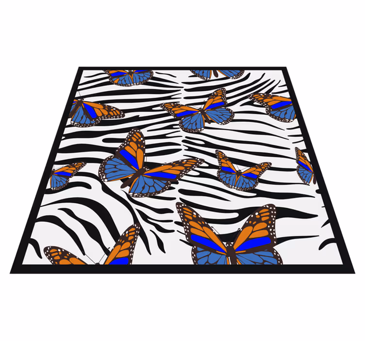 Tapis vinyle motif animal graphisme papillon zèbre - TenStickers