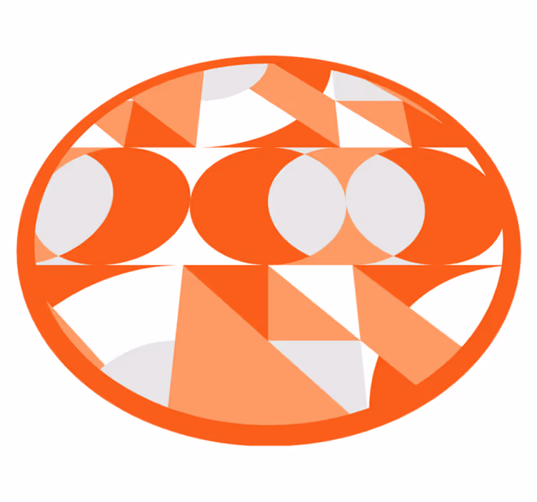 Tapis vinyle rond Bloc de couleur blanc orange - TenStickers