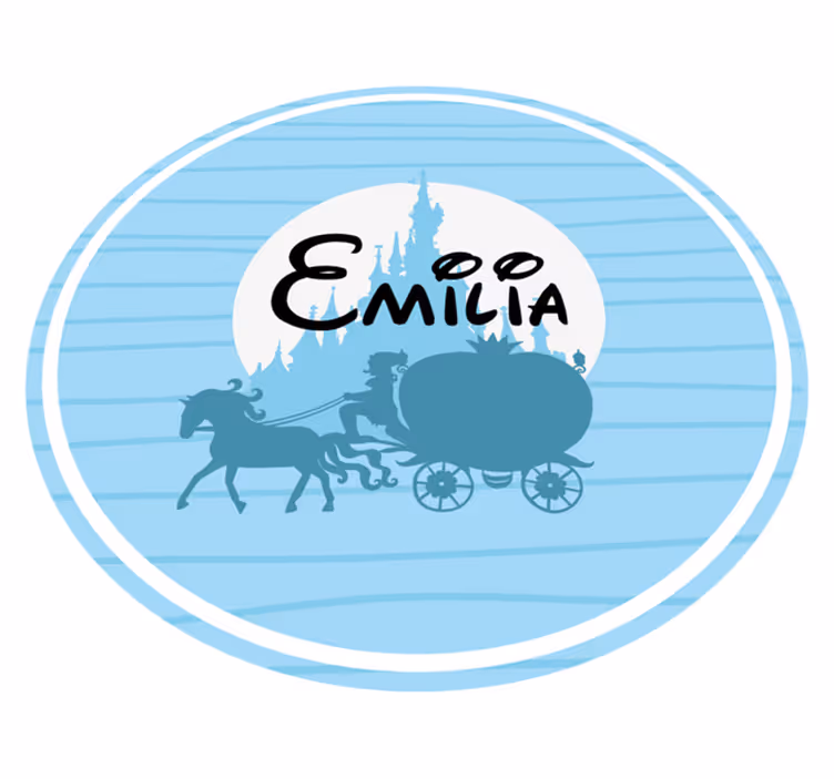 Tapis vinyle avec nom Château avec calèche et cheval - TenStickers