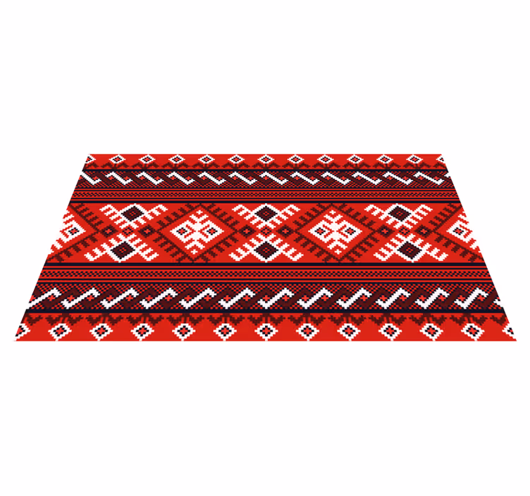 Tapis vinyle éthnique motifs géométriques rouges - TenStickers