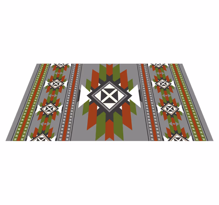 Tapis vinyle géométrique nordique vert et gris - TenStickers