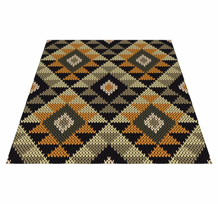 Tapis vinyle losanges beige et noir imitation - TenStickers