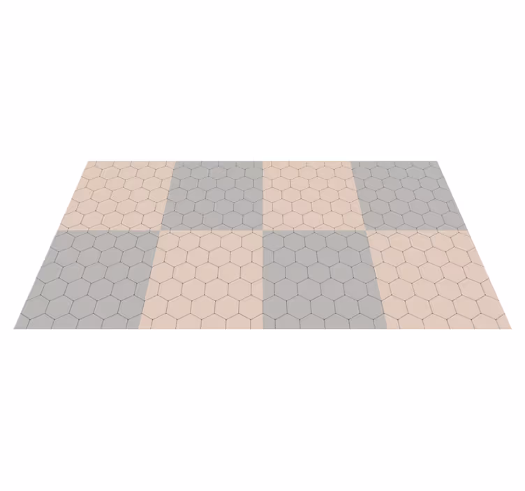 Tapis vinyle carreaux Hexagones gris et beige - TenStickers