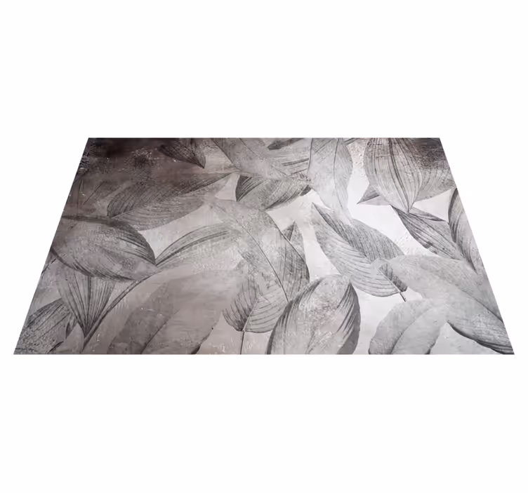 Tapis à fleurs vinyle feuilles tons gris - TenStickers