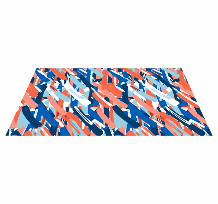 Tapis vinyle chambre Coups de pinceau bleu et blanc rouge - TenStickers