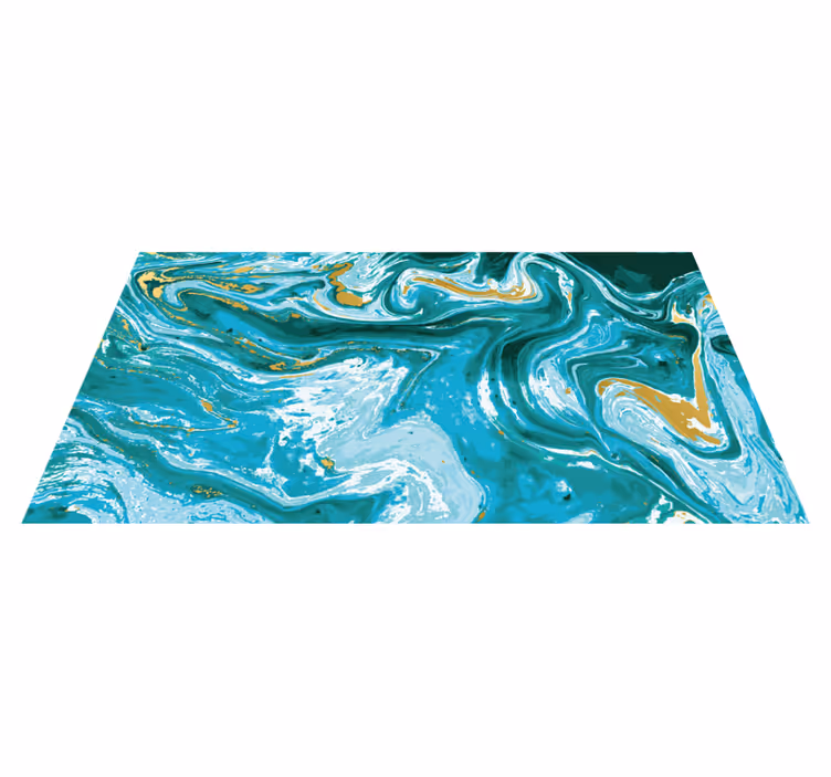 Tapis vinyle moderne Peinture effet marbre turquoise - TenStickers