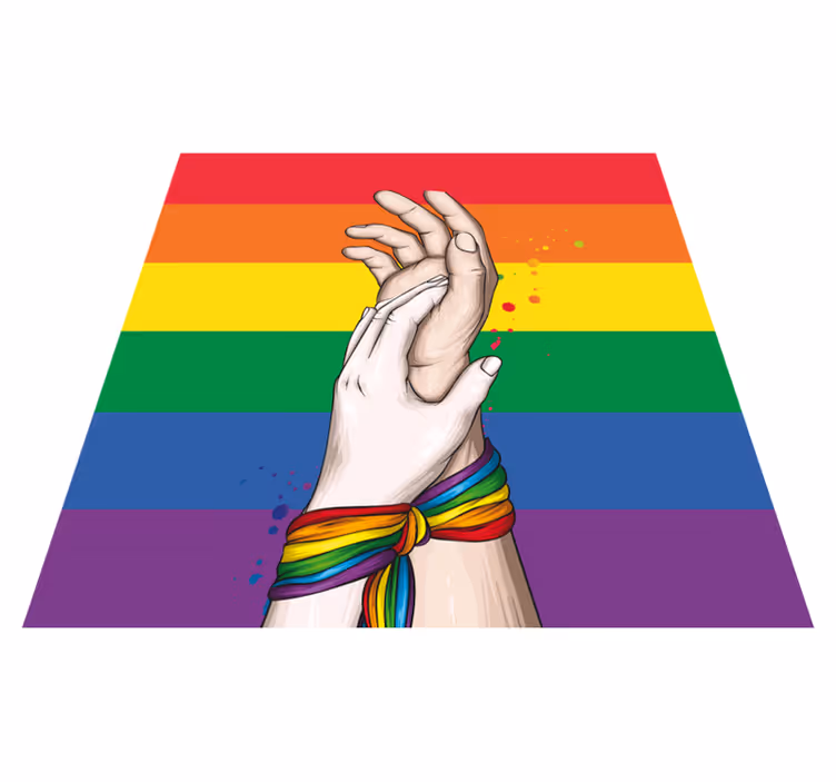 Tapis vinyle événements mains unies arc-en-ciel - TenStickers