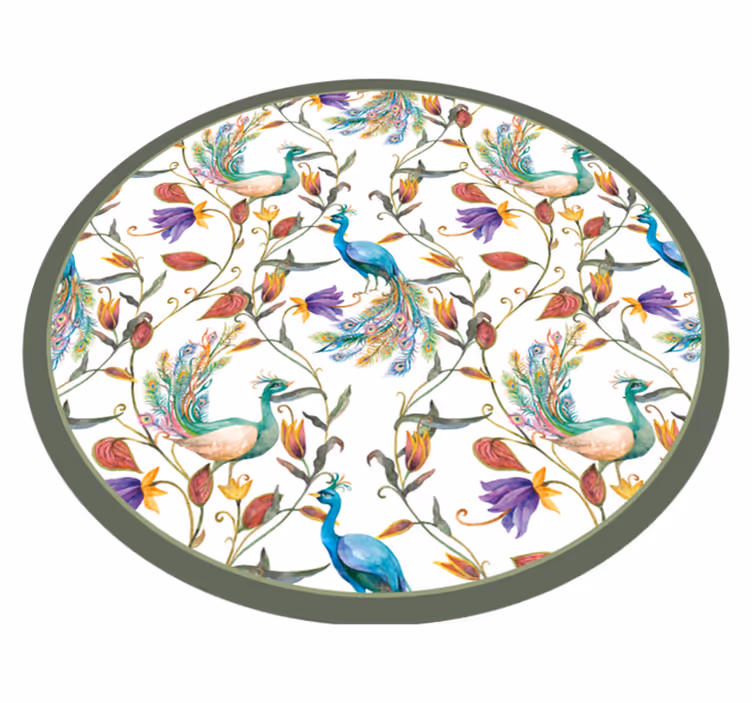 Tapis vinyle plantes belles fleurs de paon - TenStickers