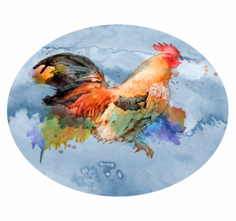 Tapis vinyle motif animal coq coloré éclaboussant - TenStickers