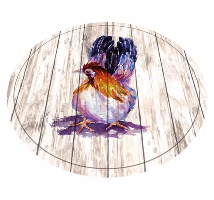 Tapis vinyle motif animal poule colorée charmante - TenStickers