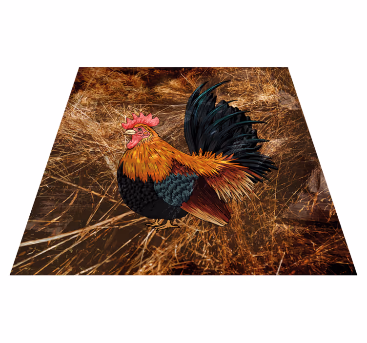 Tapis vinyle motif animal coq vibrant - TenStickers