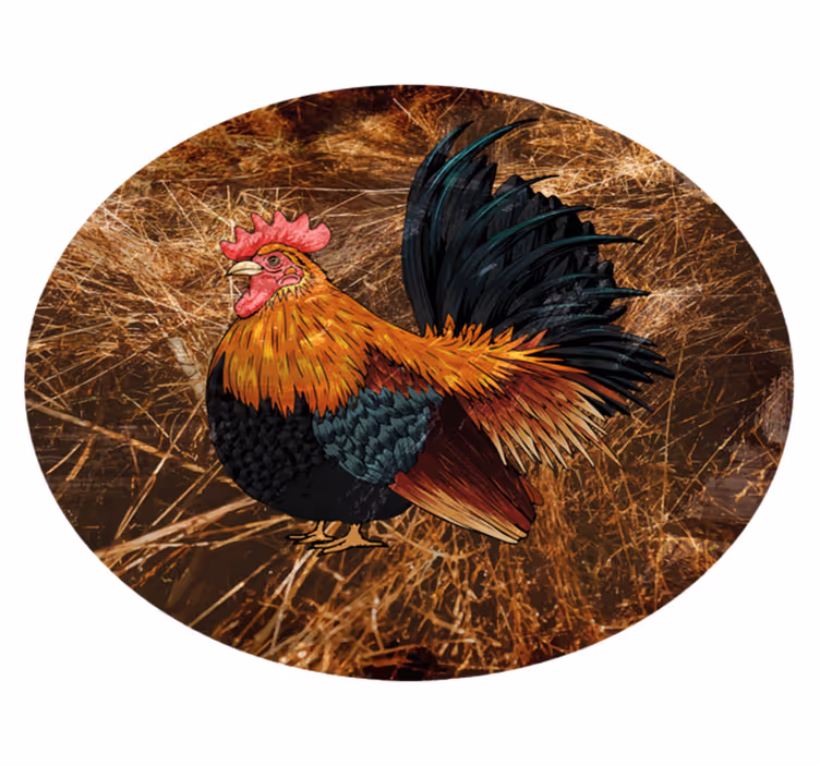Tapis vinyle motif animal coq coloré - TenStickers