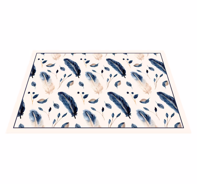 Tapis vinyle chambre Feuilles et plumes volantes - TenStickers