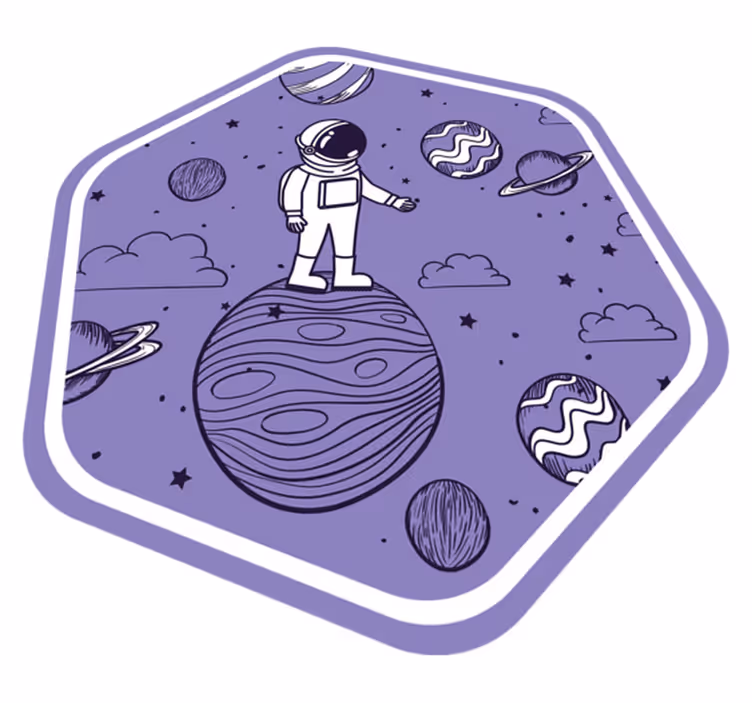 Tapis vinyle chambre Astronaute dessiner avec des planètes - TenStickers